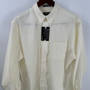 George 80's 2-Ply Pinpoint Wrinkle-Free Classic Oxford Dress Shirt Ivory 32/33